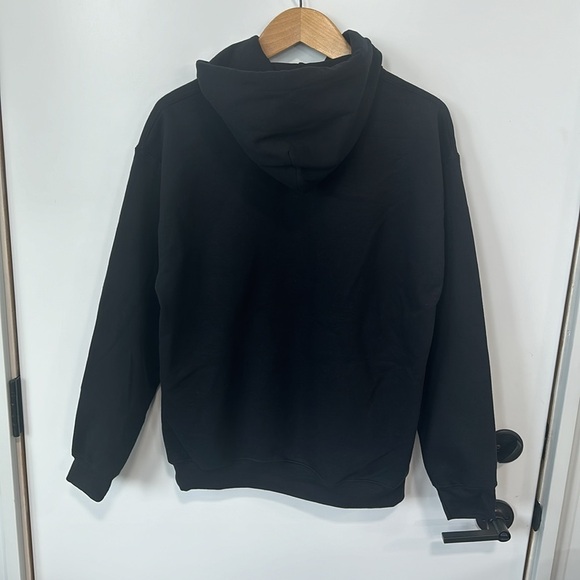 Gildan Aries Hoodie Black Size Medium kangaroo pocket Long Sleeves Fleece - Picture 5 of 7